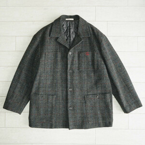 ★1円スタート！ papas Harris tweed パパス×ハリスツイード ウールハーフコート M グレー★