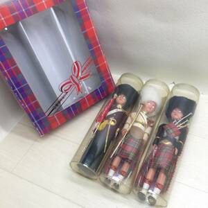 ☆SCOTCH DOLL セルロイド人形 スリープアイ イギリス 近衛兵 バグパイプ 民族衣装 3体セット 昭和レトロ アンティーク 現状品 ☆K80691