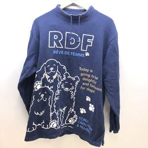 △ REVE DE FEMME レーヴドファーム スウェット トレーナー ネイビー 紺 デザイン 犬柄 婦人服 レディース USED品 △K72396