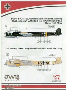 1/72 オウルデカール　ドルニェ Do 215B-4 ケッセルリンク元帥専用機