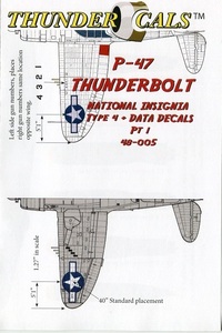 1/48 サンダーカル・デカール　P-47D用 国籍マーク & ステンシル (1)