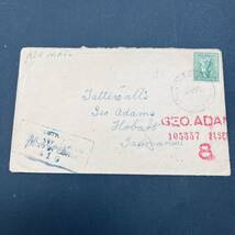 戦後 1940年代 英連邦軍差し出しカバー 豪州4d切手単貼航空便 タスマニア宛 エンタイア_画像1