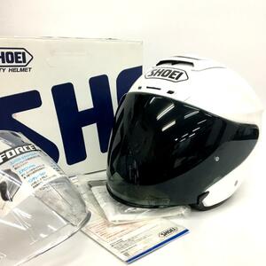 SHOEI J-FORCE4 極美品 ヘルメット 箱付 ルミナスホワイト スモークシールド装着 未使用クリア付 Jフォース XXLサイズ ショウエイN18783H●