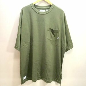 ダブルタップス 22ss ポケットTシャツ 半袖 カットソー コットン タグ付き プリント ストリート サイズ04 グリーン WTAPS トップス A9920◆