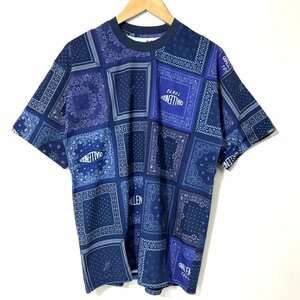 CHALLENGER BANDANA TEE バンダナ柄 Tシャツ 半袖カットソー ストリート メンズ Sサイズ ブルー系 チャレンジャー トップス A2391◆