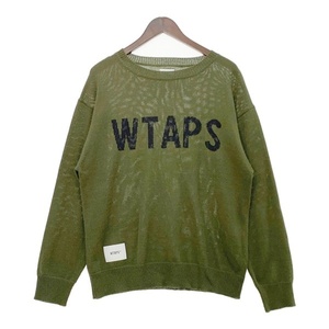 WTAPS DECK SWEATER CREW SWEATER ロゴ ウール ニット セーター クルーネック 182MADT-KNM01 薄手 ダブルタップス トップス DM10423■