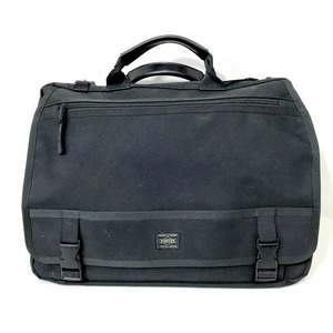 PORTER Briefcase 2Way ブリーフ ケース ビジネスバック A4サイズ 外かぶせポケット 男女兼用 ブラック ポーター 鞄 B2878◆