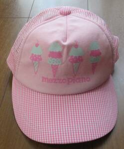 美品　メゾピアノ　帽子　キャップ　ピンク　メッシュ　54センチ　55センチ　56センチ　キラキラ　アイスクリーム　女の子　子供　チェック