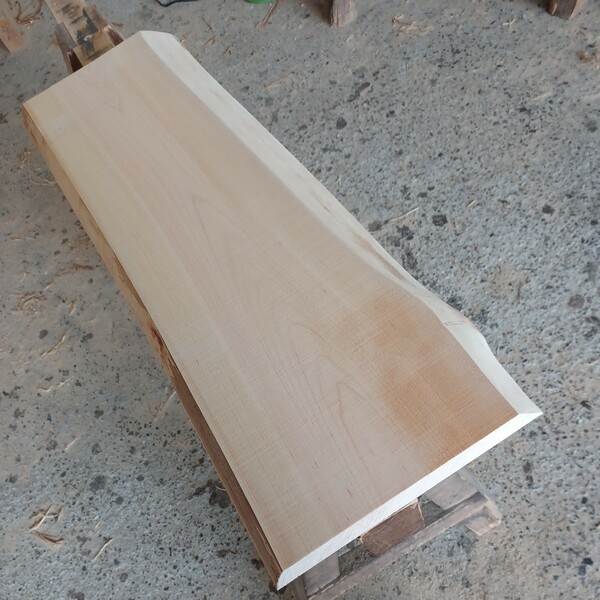 A-1557 【81×26.7～28×3.4cm】　国産ひのき　耳付板　テーブル　棚板　看板　一枚板　無垢材　桧　檜　DIY