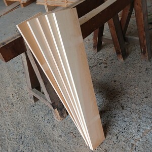 B-1518 【83.5×12.7～13×1.5cm】国産ひのき　板　5枚セット　テーブル　棚板　看板　一枚板　無垢材　桧　檜　DIY