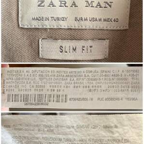 【美品】ZARA MAN シャツ 長袖 メンズ M ベージュ カーキ SLIM FIT ミリタリー調 ボタンダウン コットン100% トルコ製 ザラ マンの画像4