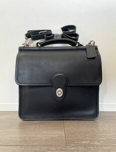 人気★COACH オールドコーチ F13-9927 チャーム付 2WAY レザー ショルダーバッグ 黒シルバー