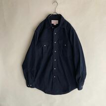 【美品】FILSON ALASKAN GUIDE SHIRT フィルソン コットンフランネル シャツ 起毛 やや厚手 定番 ネイビー 無地 size S_画像1