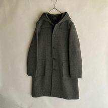 【フランス製】 A.P.C. アーペーセー ウール ヘリンボーン フーデッド コート ヘヴィーアウター ベーシック グレー size M_画像1