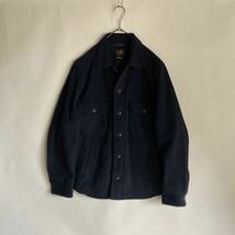  BEAMS PLUS 日本製 ビームスプラス ウールメルトン CPO シャツ ジャケット ミリタリー ライトアウター ネイビー 無地 size L sk_画像1