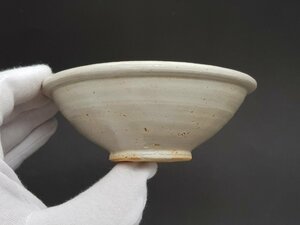 白磁 広め高台 茶碗 時代唐物 幅約11.1cm / 唐宋時代 盃 小碗 杯 盞 小鉢 茶道具 煎茶道具 酒器 唐物 人間国宝 李朝 高麗 古玩 古董