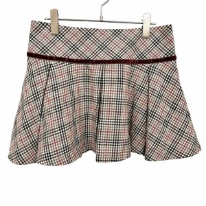 JILL STUART miniskirt flair box pleat Glenn check lining attaching wool × flax 4 red series × blue series × black × gray × eggshell white lady's 