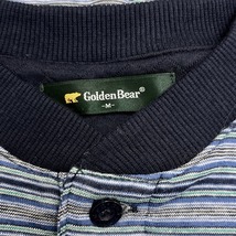 Golden Bear ナイトウェア パジャマ ダブルガーゼカットソー ボーダー ヘンリーネック 長袖 綿×ポリ M ネイビー 紺×緑×黒×白 メンズ_画像4