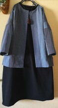 送料無料！手作り♪新生地日本の刺し子織り藍染木綿、ジャケット、コート.ブルゾン.ジャンパー.楽で素敵に♪_画像2