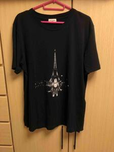 正規 19SS SAINT LAURENT PARIS サンローランパリ Anthony Vaccarello アンソニー ヴァカレロ エッフェル塔 Ｔシャツ 黒 XS 521066 YB2SH