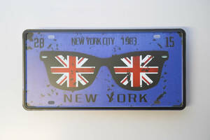 アメリカンブリキ看板 ナンバープレート インテリア イギリスとニューヨークのコラボ