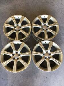 ゴールドカラーSUBARU スバル純正アルミホイール 17×7J+55 100-5H 中古品　レガシィ.インプレッサ