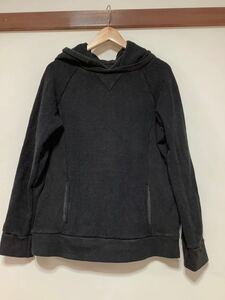 よ1220 アングル 無地スウェットパーカー 4 ダークグレー 後付け プルオーバー HOODIE フーディー 日本製 古着