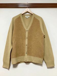 よ1234 J.CREW J.クルー ウールカーディガン M ベージュ ライトブラウン系 古着 メンズ