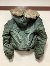 ら1219 USA製 ALPHA INDUSTRIES アルファ インダストリーズ N-2B フライトジャケット S グリーン IDEALジップ ビンテージ セージグリーン _画像2