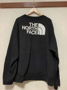 り1264 THE NORTH FACE ノースフェイス スウェット トレーナー 異素材切り替えし L ブラック 裏起毛