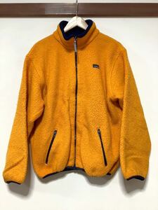 れ1235 USA製 L.L.Bean エルエルビーン ビンテージ フリースジャケット L キッズ レディース オレンジ