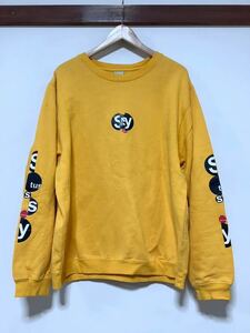 わ1208 STUSSY GM ステューシー スウェット トレーナー L '00 銀タグ オールド オレンジ 裏起毛 ストリート古着 