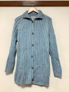 Вау 1249 Сделано в шотландском L.L.Bean L.L.Bean Long Cardigan M светло -синий ribbn вязаный кардиган