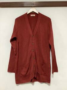 wa1268 45RPM STUDIO cotton knitted cardigan dark red group rib F size made in Japan 