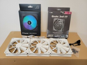 PCケースファン　Fractal aspect 14 RGB pwm　(未使用) 　&　scythe　120mm ファン(中古美品)　&　NZXT　120mmファン(ケース取り外し品)