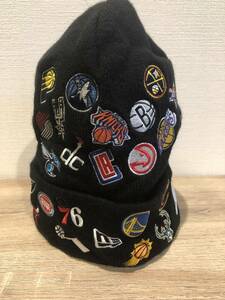 NEWERA　ニューエラ　全チームロゴ　NBA　ニット帽　黒　スキー　スノボ