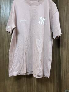 NEWERA　ニューエラ　ヤンキース　MLB　野球　Tシャツ　半袖　ベージュ系　LARGE
