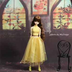  doll clothes msdr-23-243 yellow boruda- neck tops . beads chu-ru skirt (momoko, Jenny, Obi tsu body etc. 1/6 doll for )