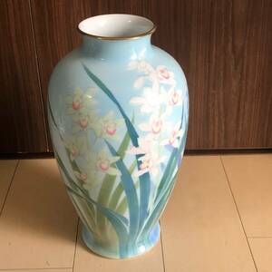 深川製　色絵彩磁　花器 花瓶 花入　高さ約38cm　　