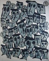 ドナルド・バチュラー (Donald Baechler) ”CROWDS” オリジナルリトグラフ 作家によるサインとエディション B_画像1