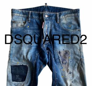  супер редкий модель *DSQUARED2* Dsquared * ремонт нацарапанная надпись стрейч Denim *Tidy biker jean*44* внутренний стандартный товар 