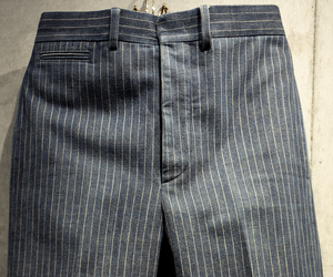 RRL ITALY製 STRIPE デニム トラウザー スラックス W28 一級技能士職人 全解体直し極上FITアップデート済 検 XS バッグ ジーンズ レザー