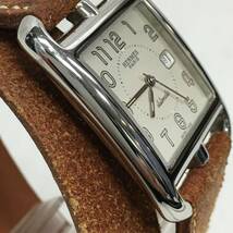 【動作品】HERMES エルメス CC1.710 ケープコッド 腕時計 Automatic 自動巻き デイト シルバー ブラウン_画像4