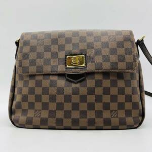 美品 LOUIS VUITTON ルイヴィトン ダミエ ブザス ローズベリー N41178 ターンロック エベヌ レザーPVC 斜めがけ(斜め掛け)ショルダーバッグ