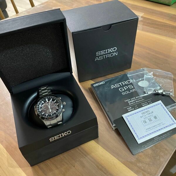 セイコー SEIKO アストロン ASTRON 腕時計 時計 箱付 GPS電波ソーラー　7X52☆ブラックチタン★値下げ不可！