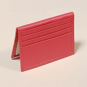 カードケース パスケース 本革 レザー カラー ローズピンク 名刺入れ 定期入れ 薄型 の画像2