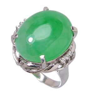 Jade 16.50ct Natural Jeadite Diamond Ring Ring Pt900 (Platinum)