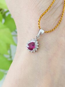  ruby diamond necklace pendant Pt900 platinum 