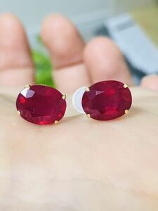  ruby earrings K18 18 gold 