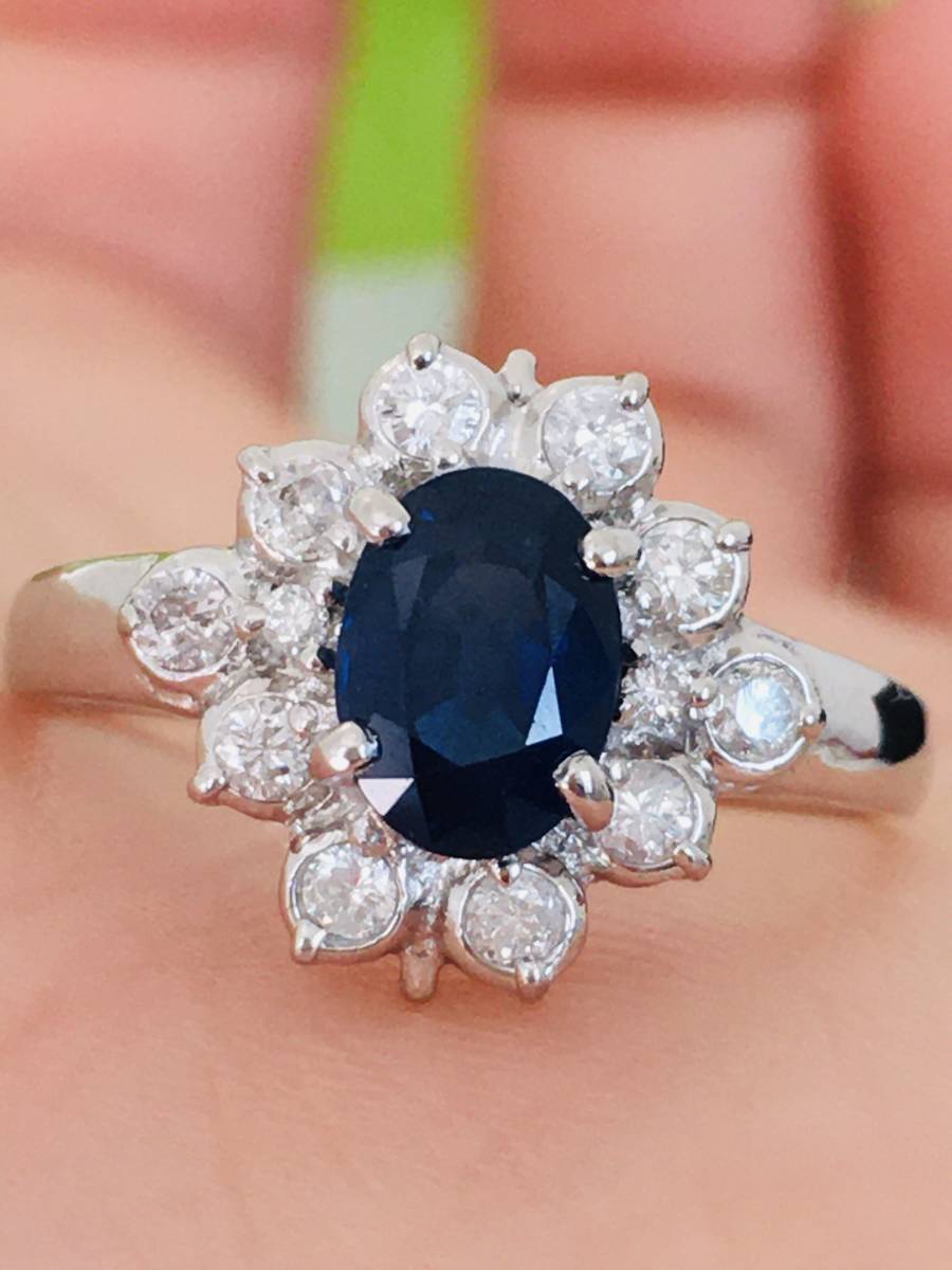 サファイア 1.00ct ダイヤモンド ダイヤ リング 指輪 Pt900
